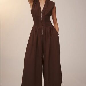 Anthropologie Wine Sleeveless Jumpsuit